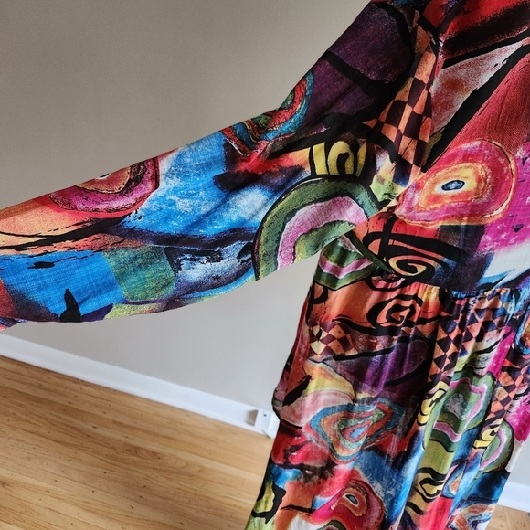 Colorful Abstract Women's  Hi low shirt dress - Picture 3 of 4